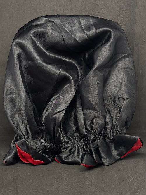 Bonnet en Satin Réversible Rouge & Noir
